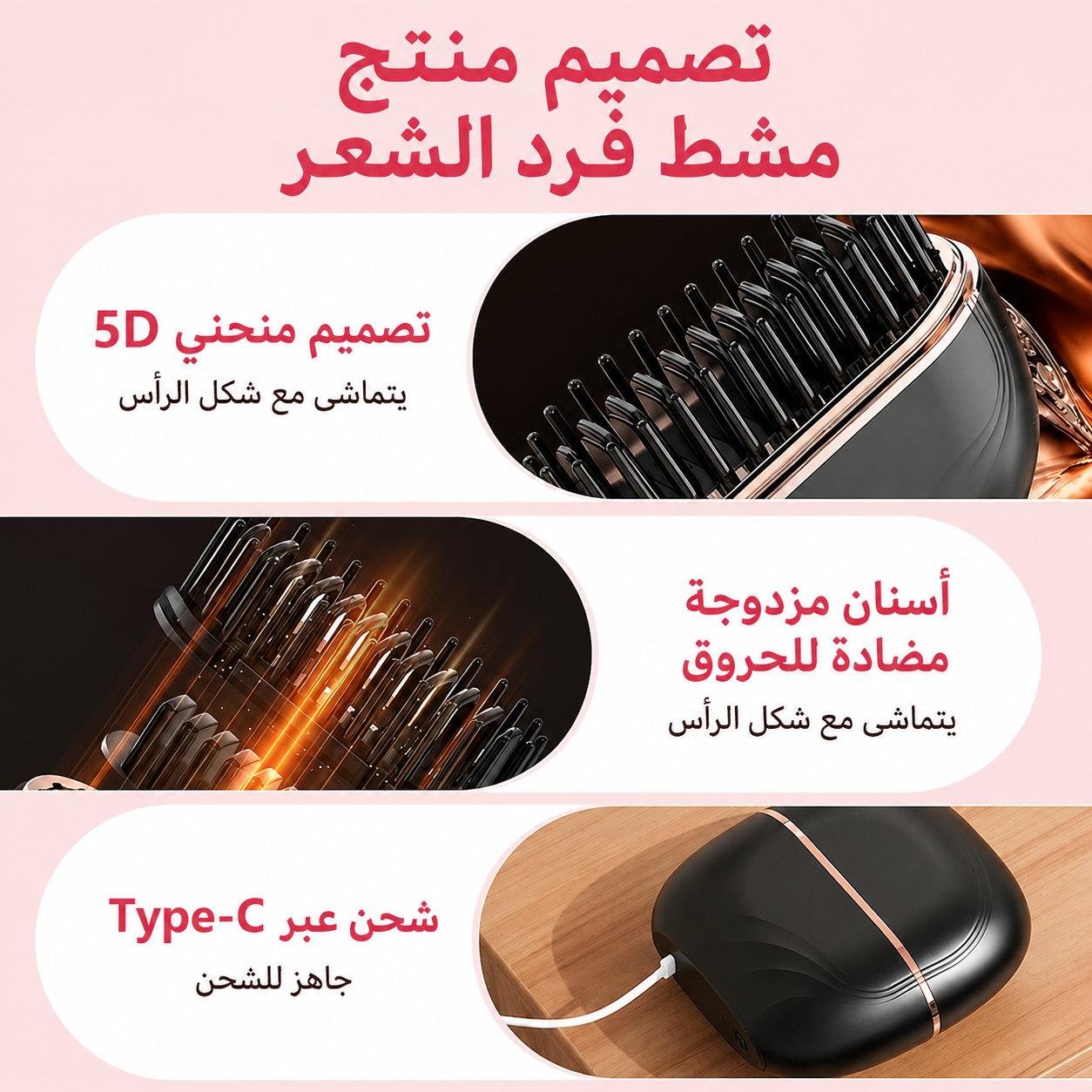 فرشاة تسريح الشعر اللاسلكية