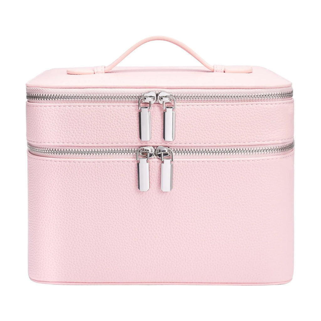 Double-Layer Vanity Case — PU Leather Travel Bag