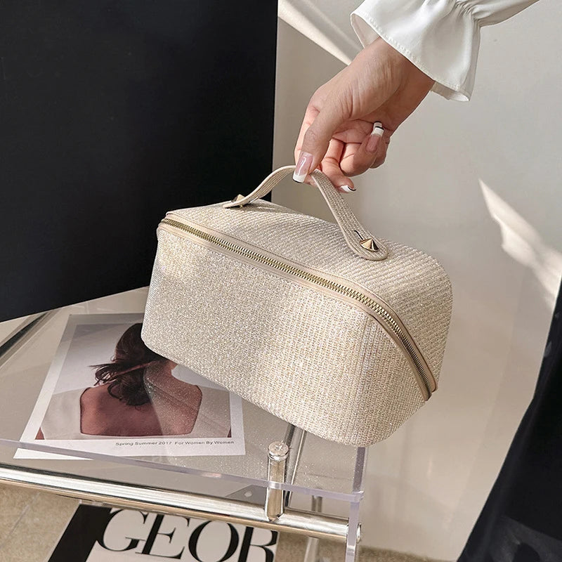 Glitter Luxe Cosmetic Bag — Gold Zipper Edition