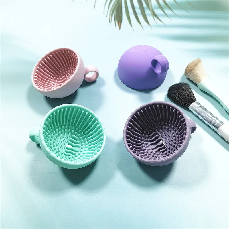 Silicone Brush Cleaning Cup with Handle