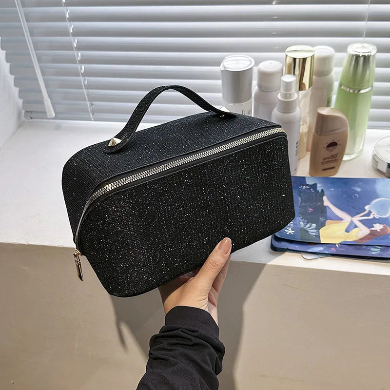 Glitter Luxe Cosmetic Bag — Gold Zipper Edition