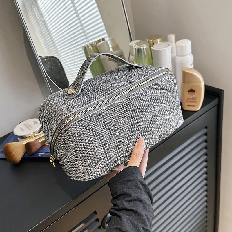Glitter Luxe Cosmetic Bag — Gold Zipper Edition