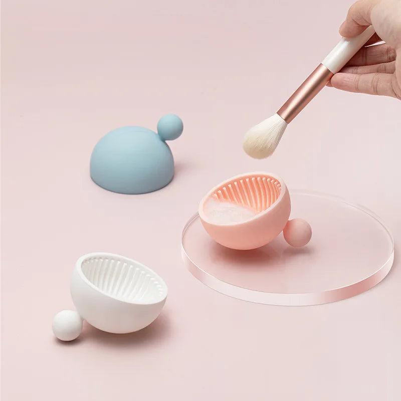 Silicone Brush Cleaning Cup with Handle