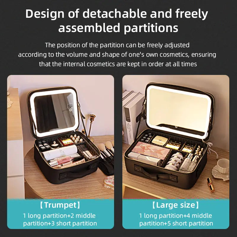 Luxe Travel Organizer Bag with LED Mirror
