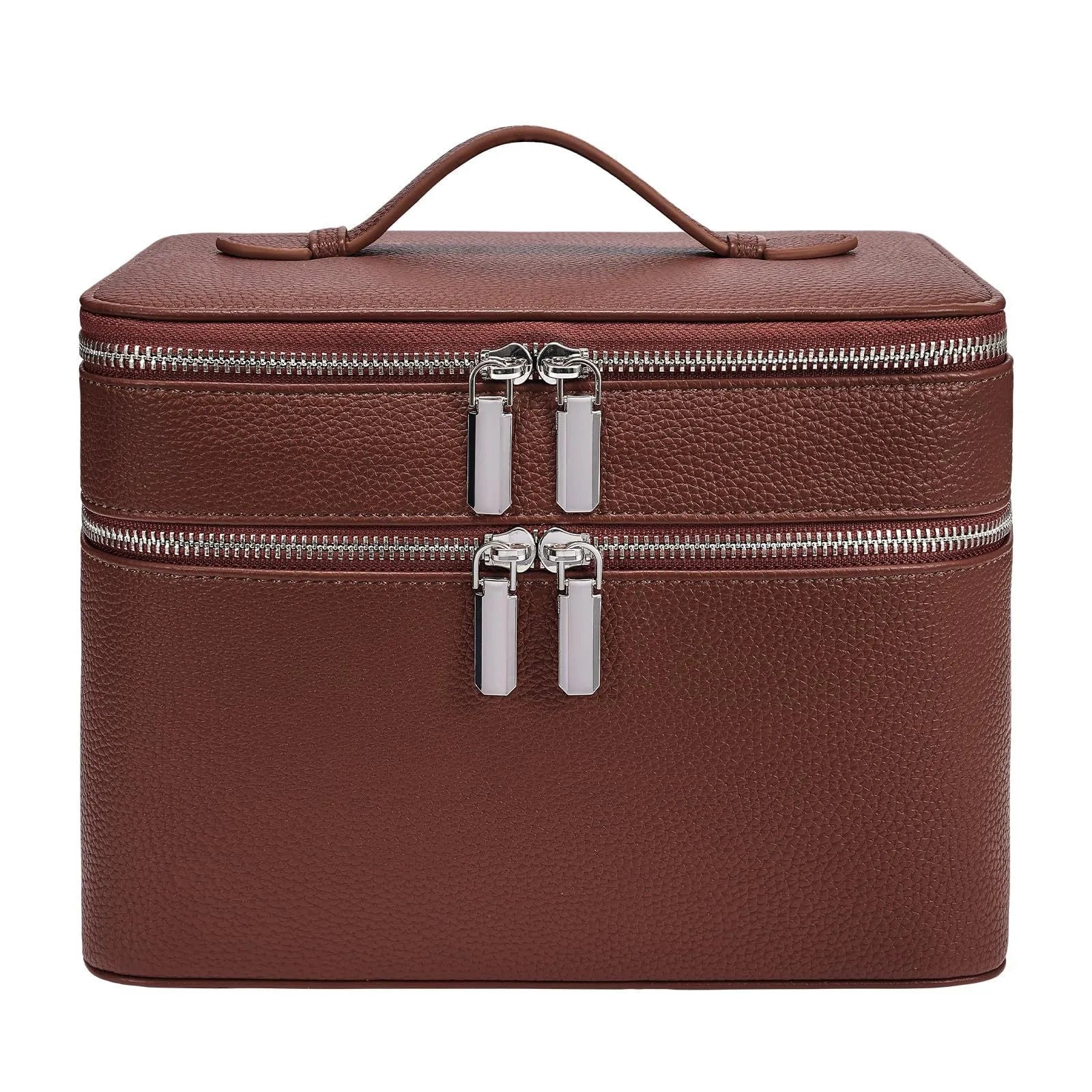 Double-Layer Vanity Case — PU Leather Travel Bag
