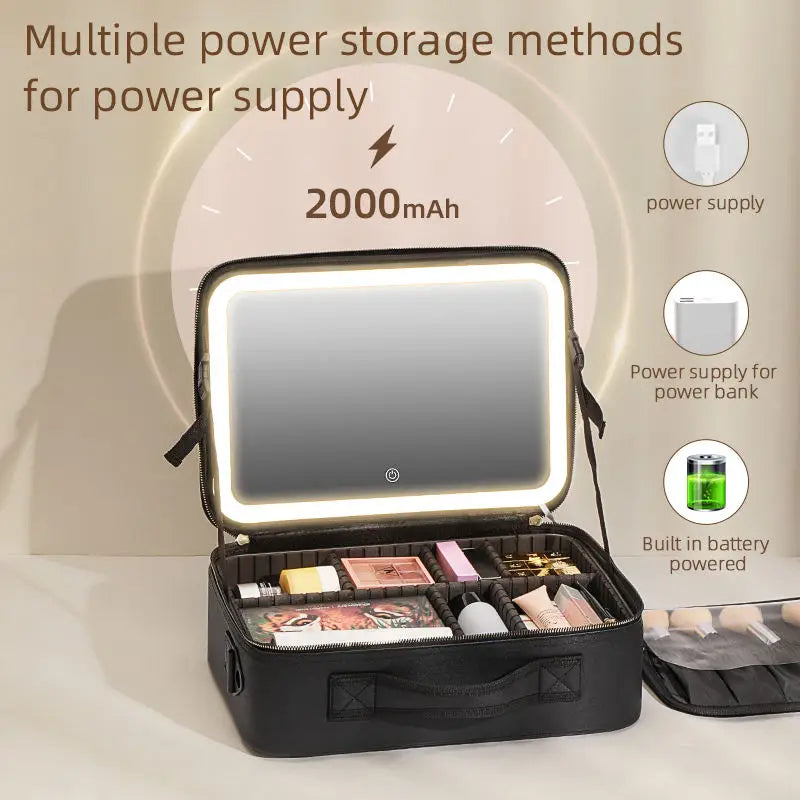 Luxe Travel Organizer Bag with LED Mirror