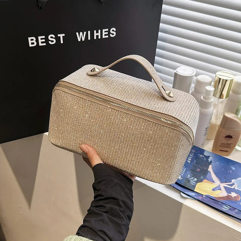Glitter Luxe Cosmetic Bag — Gold Zipper Edition
