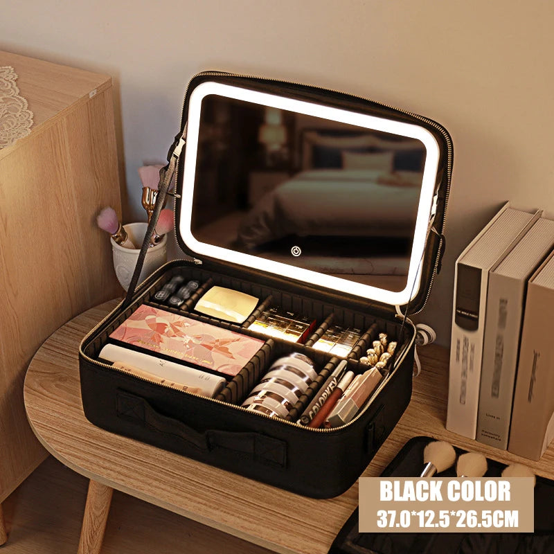 Luxe Travel Organizer Bag with LED Mirror