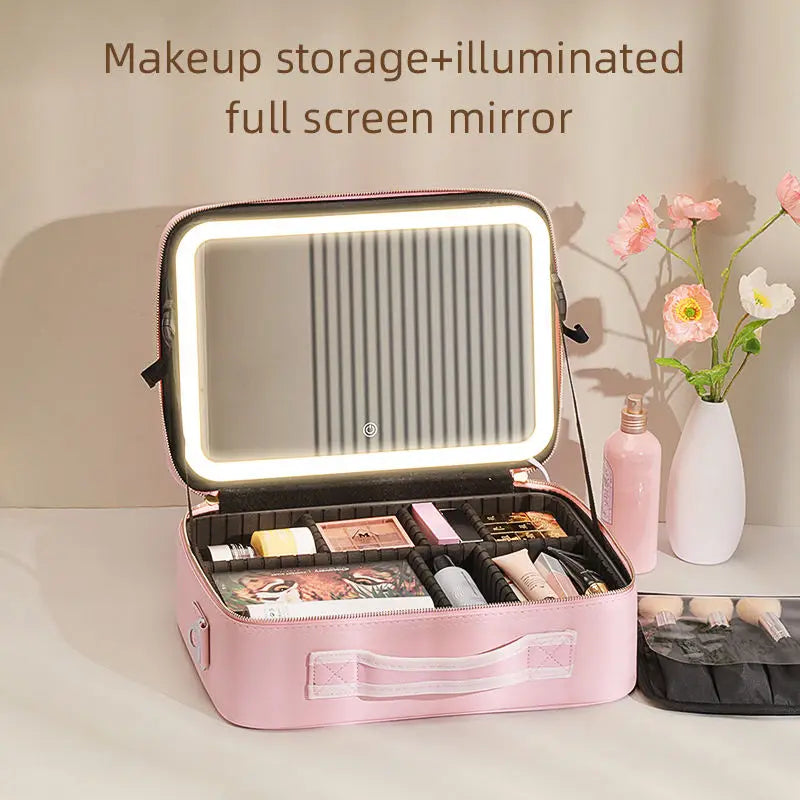 Luxe Travel Organizer Bag with LED Mirror