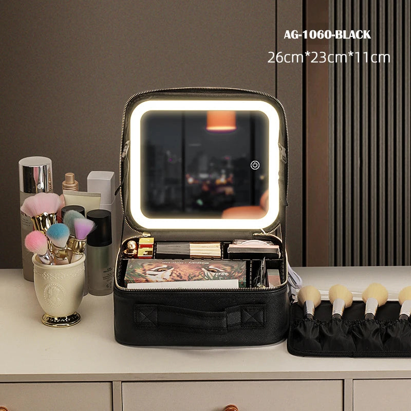 Luxe Travel Organizer Bag with LED Mirror