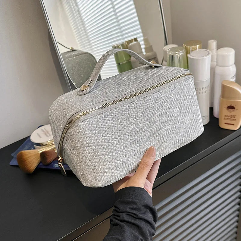 Glitter Luxe Cosmetic Bag — Gold Zipper Edition