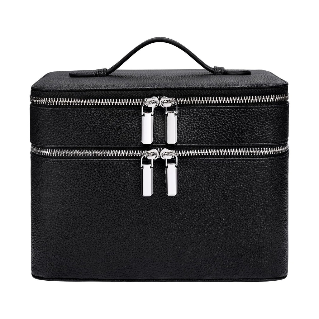 Double-Layer Vanity Case — PU Leather Travel Bag