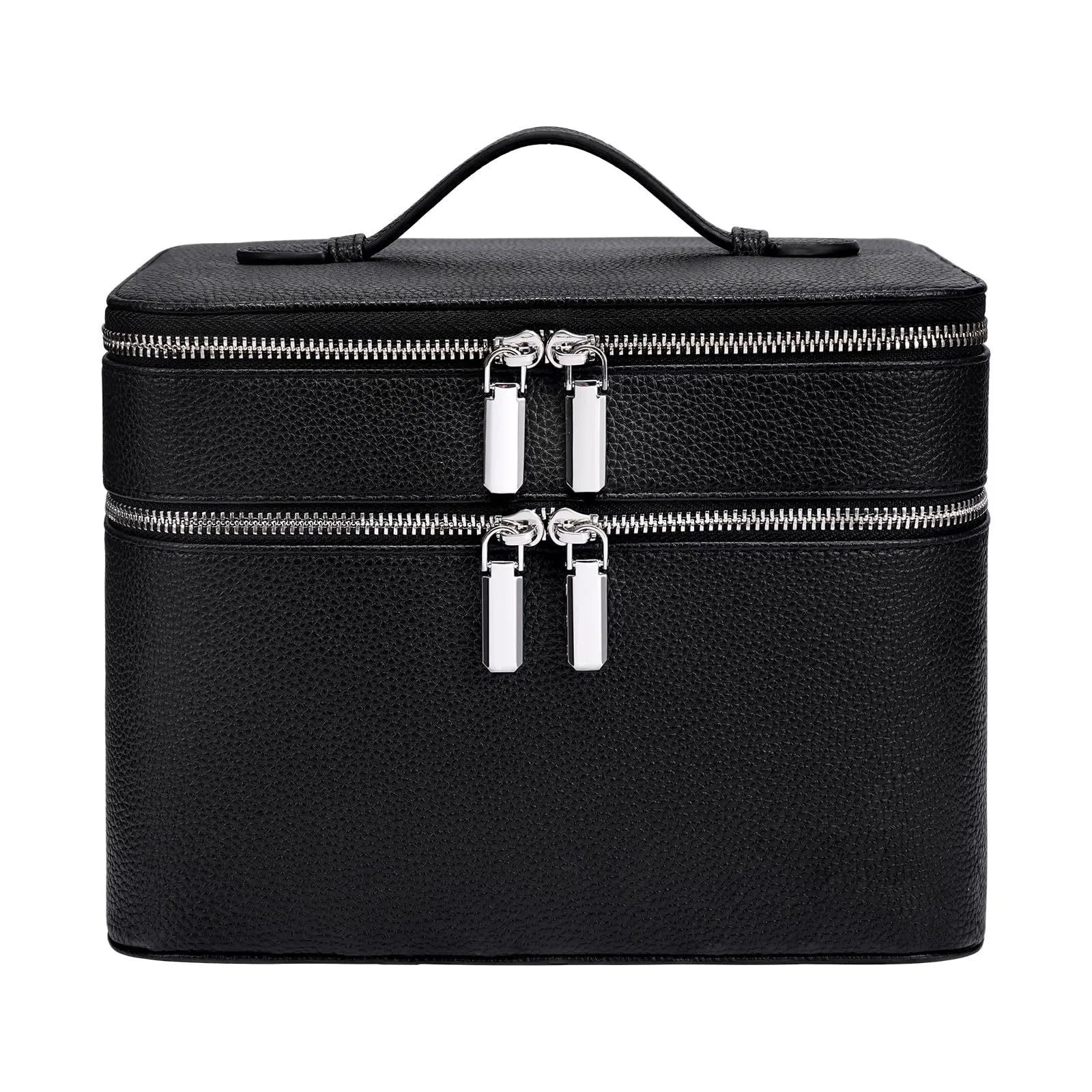 Double-Layer Vanity Case — PU Leather Travel Bag